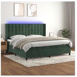 vidaXL Krevet box spring s madracem LED tamnozeleni 200x200 cm baršun | shoptok.hr