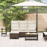 vidaXL Reclining Garden Sofa z blazinami v obliki črke L Brown | Shoptok.si