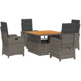  5-dijelni vrtni blagovaonski set sivi od poliratana Siva Dužina stola 110 cm | Shoptok.si
