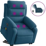 Maison Chic Električni masažni naslanjač - Relax naslanjač s funkcijo vstajanja moder žamet, (22061504) | Shoptok.si