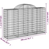  Lučne gabionske košare 9 kom 200x50x120/140cm pocinčano željezo | shoptok.hr