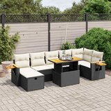 Maison Chic Seti vrtnega pohištva - Vrtna garnitura - Vrtni pohištvo set 8-delna z blazinami črn poli ratan, (21799314) | Shoptok.si