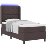  Udobni krevet s madracem i LED-om tamno smeđi 100x200 cm tkanina | shoptok.hr