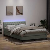  s oprugama i madracem LED svjetlosivi 160x210 cm baršunasti | shoptok.hr