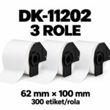  Komplet 3 rol kompatibilnih etiket Brother DK-11202, 62 × 100 mm – 900 etiket | Shoptok.si