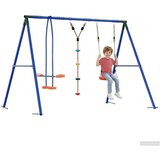 Set vanjskih ljuljački Šareni Čelik i PE - Crvena Gležnjača + disk za ljuljanje + klizač | shoptok.hr
