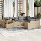 vidaXL 10-dijelni set vrtnih sofa s jastucima bež od poliratana | shoptok.hr