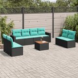  9-dijelni set vrtnih sofa od poliratana s jastucima crni | shoptok.hr