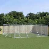 vidaXL Zunanji pasji boks srebrn 6x6x2 m pocinkano jeklo Cene