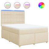 vidaXL Box spring postelja z vzmetnico krem 160x200 cm blago, (21308807) | Shoptok.si