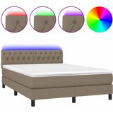  box spring s madracem LED smeđesivi 140x190 cm tkanina | shoptok.hr