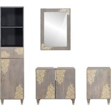  Set ormarića za kupaonicu Zidne 4 pcs Siva Čvrsto drvo manga | Eponuda.ba