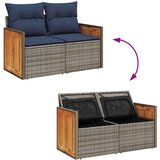  Vrtna garnitura - 9-dijelni set vrtnih sofa poliratan i bagrem s jastucima sivi - Siva sa spremištem 1 | shoptok.hr