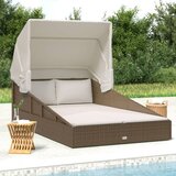 vidaXL Vrtna postelja z zložljivo streho rjava 200x114x128 cm PE ratan | Shoptok.si