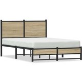 vidaXL Metalni okvir kreveta s uzglavljem boja hrasta sonome 120x190cm | shoptok.hr
