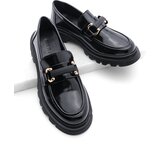 Marjin Women's Loafers High Sole Buckle Casual Shoes Kinles Black | Shoptok.si