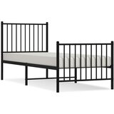 The Living Store Kovinski posteljni okvir z vzglavjem in vznožjem črn 75x190 cm - Posteljni Okvir, (21530799) | Shoptok.si