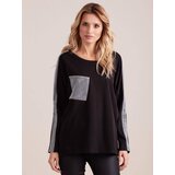 Yups Wide-cut blouse with decorative pocket, black | Shoptok.si