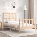vidaXL Okvir za krevet s uzglavljem 100x200 cm od masivnog drva | shoptok.hr