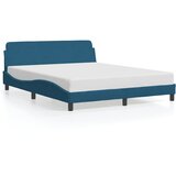 Furnova Posteljni okvir z vzglavjem moder 160x200 cm žamet, (21943986) | Shoptok.si