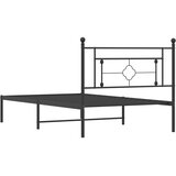  Metalni okvir za krevet s uzglavljem crni 107x203 cm | shoptok.hr