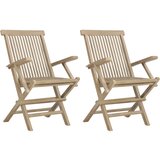Maison Chic Zložljivi Vrtni Stoli - Stol za vrti 2 kosa sivi 56x61x89 cm trdna tikovina JS2684, (21876178) Cene