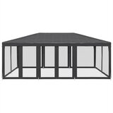 Šator za zabave 10 mrežastih bočnih zidova antracit 6x4 m HDPE | shoptok.hr