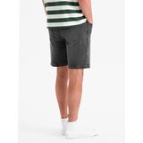 Ombre Men's shorts with elastic waistband and wash effect - grey | Shoptok.si