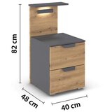 Premium Living Nočna Omarica Karpo, Siva, Barva Hrasta, Osvetlitev | Shoptok.si