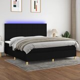 The Living Store Box spring postelja z vzmetnico LED črna 200x200 cm blago - Box Spring Postelja, (21517585) Cene