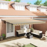 vidaXL Automatska uvlačiva tenda Zeleno i Žuta 500x300 cm, Zamjenska tkanina za tendu 5x3 m Zeleno i Žuta | shoptok.hr