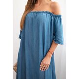 Kesi Włoski Women's dress with short sleeves and frill dark denim | shoptok.hr