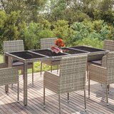  Vrtni stol sa staklenom pločom sivi 190x90x75 cm od poliratana | shoptok.hr