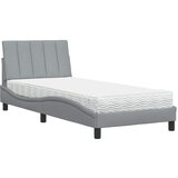  Krevet s madracem Hanko svjetlosivi 90x190 cm od tkanine | shoptok.hr