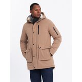 Ombre Men's long parka sherpa jacket - beige | Eponuda.ba