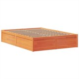 vidaXL Posteljni okvir brez vzmetnice voščeno rjav 160x200 cm borovina | Shoptok.si