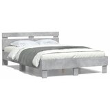  Okvir kreveta s uzglavljem siva boja betona 120x190 cm drveni | shoptok.hr
