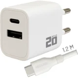 Punjač sa USB-C kablom, 1 x USB-A, 1 x USB-C, brzi, 20W - PQ210AC+CC1.2M
