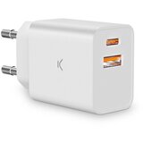 Ksix BXCDC30D zidni punjač 30W dual usb a+usb c konektori, beli Cene