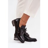 Zazoo Patent Leather Women's Low Heel Shoes with Bow 1399 Black u