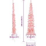  Tanka umjetna polovica božićnog drvca sa stalkom roza 240 cm | shoptok.hr
