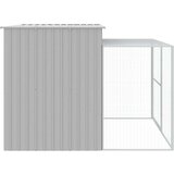 vidaXL Pasja uta z izhodom svetlo siva 214x253x181 cm pocinkano jeklo | Shoptok.si