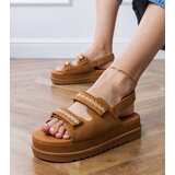Gemre Caramel sandals with embroidered straps on a platform Jenisej | Shoptok.si