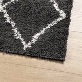  Čupavi tepih PAMPLONA s visokim vlaknima crni-krem 200 x 280 cm | shoptok.hr