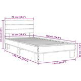 vidaXL Okvir za krevet crni 75 x 190 cm od konstruiranog drvo i metal | shoptok.hr