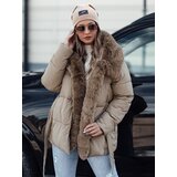 DStreet Kurtka damska zimowa FURSOFT pikowana z kapturem beżowa | shoptok.hr