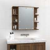 Ormarić s ogledalom LED boja smeđeg hrasta 70 x 16,5 x 60 cm | Eponuda.com