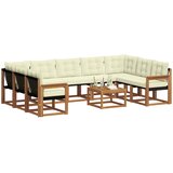  Set vanjskih sofa 10 kom. Prirodna i krem Smeđa 304 x 187,5 x 73 cm | shoptok.hr