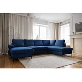 Miuform Tamno plava sklopiva kutna garnitura od samta (s desnim kutom) Lofty Lilly – | shoptok.hr