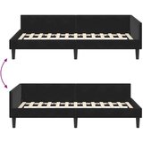 vidaXL Kotni posteljni okvir Črna 100 x 200 cm Samet in inženirski les | Shoptok.si